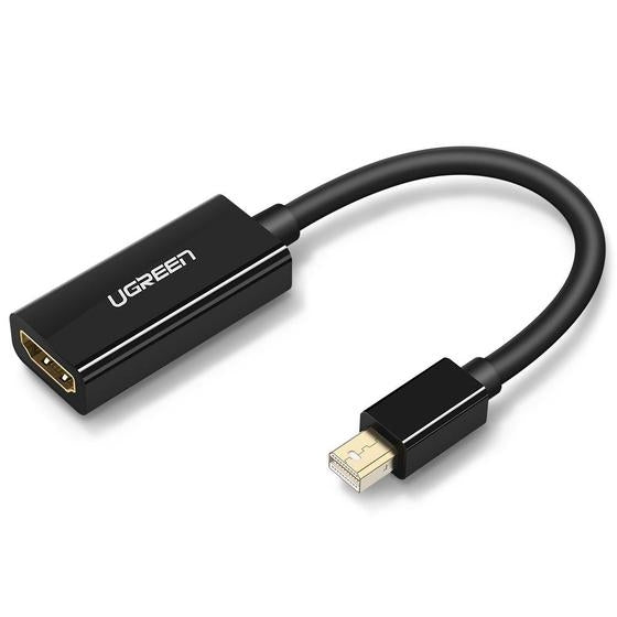 UGREEN 10461 Mini DP to HDMI Adapter in black, designed for seamless audio and video transmission from Mini DisplayPort to HDMI displays.